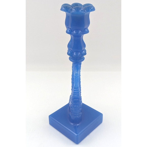 Vintage Imperial Glass Blue Dolphin Koi Fish Candlestick for MMA 10-5/8" - Picture 4 of 11